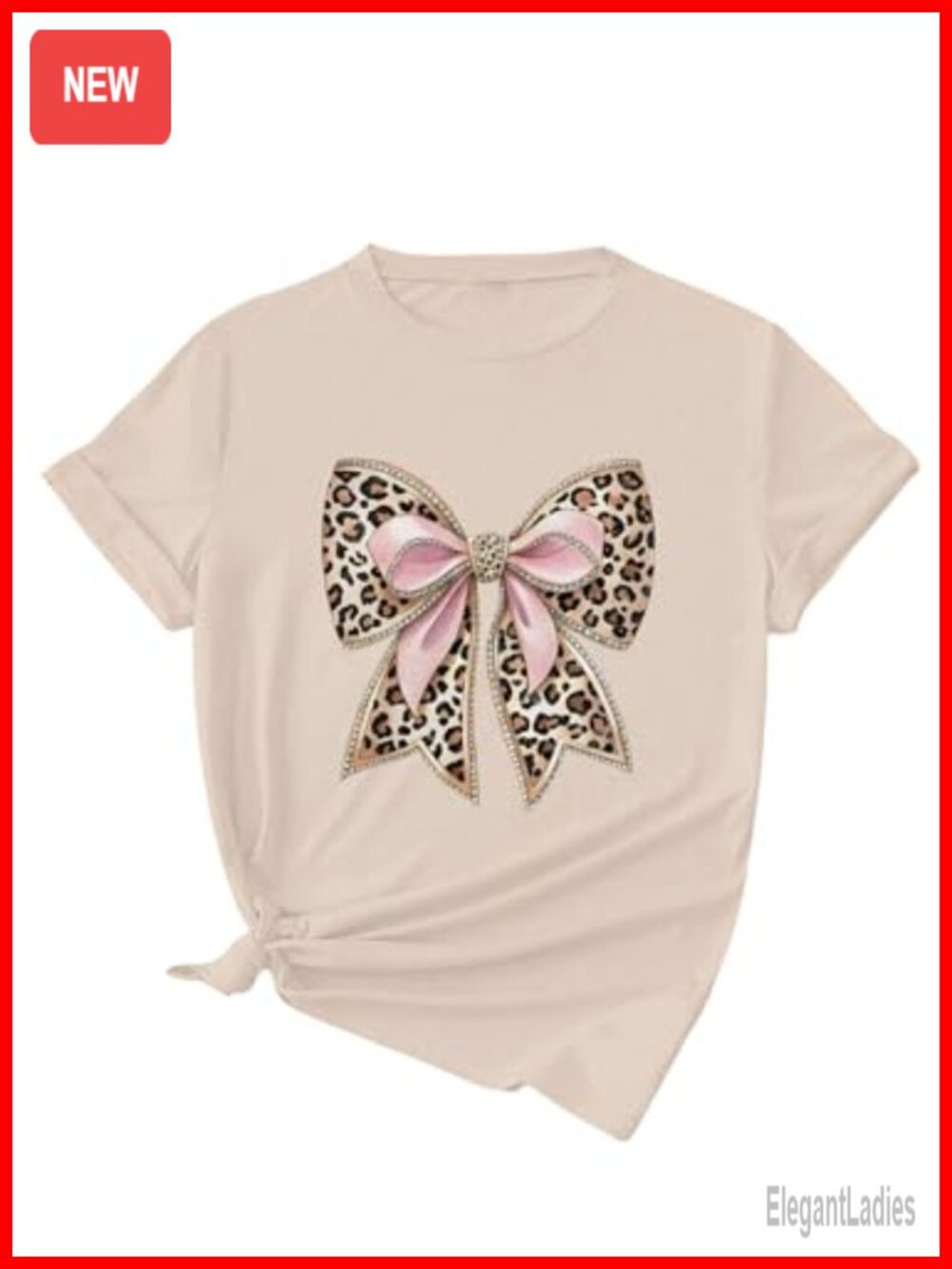 Women's Short Sleeve Bow Graphic Rhinestone T-Shirt